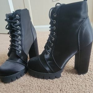 New, Nasty Gal shiny black heeled boots. Size 6.5